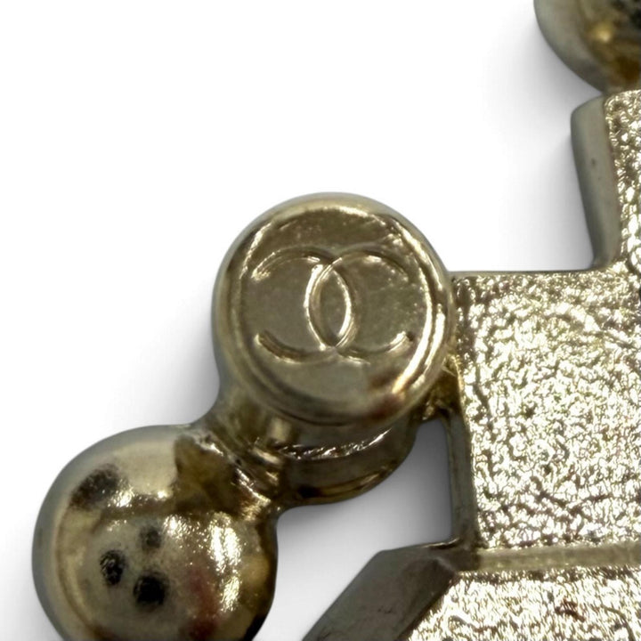 Excellent CHANEL Brooch COCO Mark Rhinestone Bijou pink Women C22B