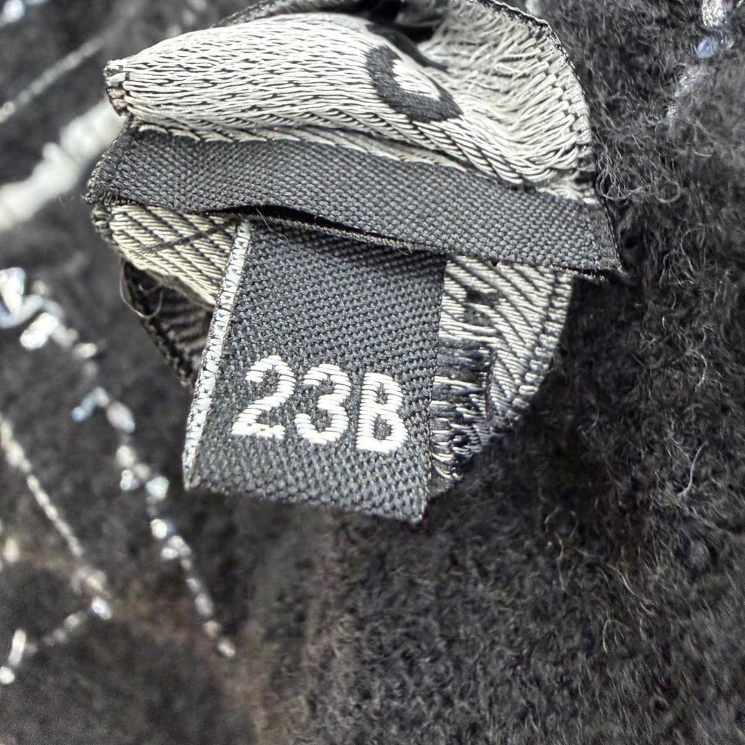 Great CHANEL Stall Cashmere and silk blend COCO Mark ribbon tweed check 23B