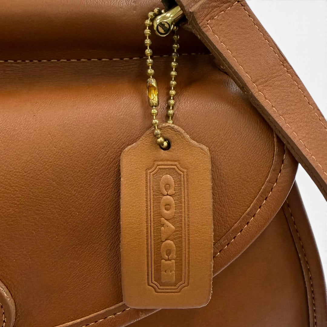 Excellent COACH Shoulder Bag Old Coach 340 Turnlock Glove Leather Brown