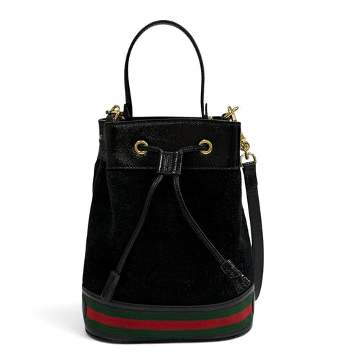 Excellent GUCCI Shoulder Bag black Suede leather Women 550621