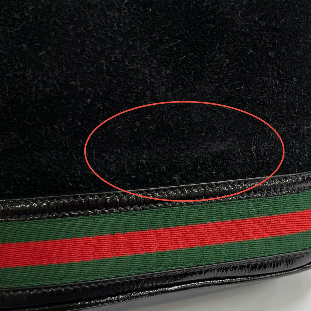 Excellent GUCCI Shoulder Bag black Suede leather Women 550621