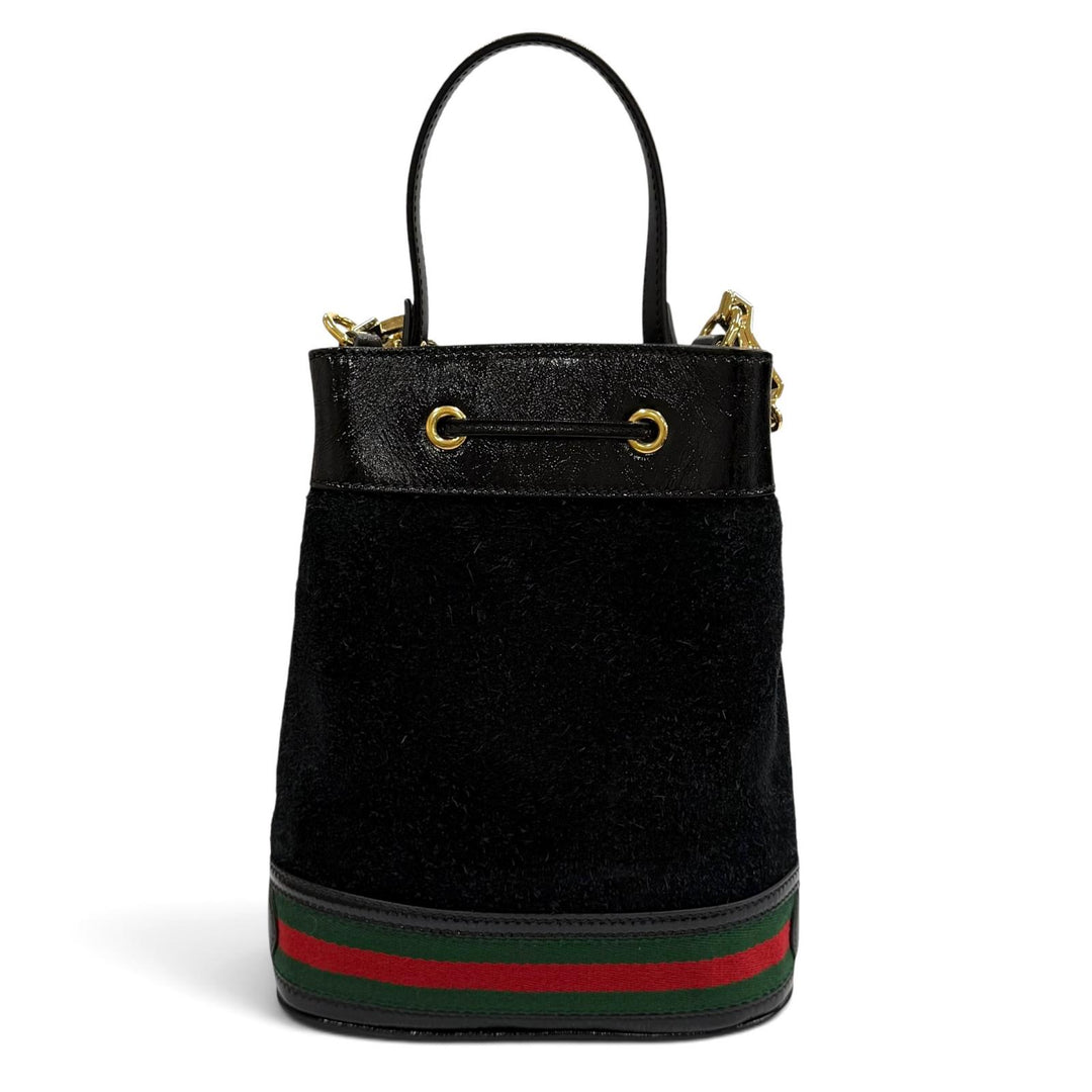 Excellent GUCCI Shoulder Bag black Suede leather Women 550621