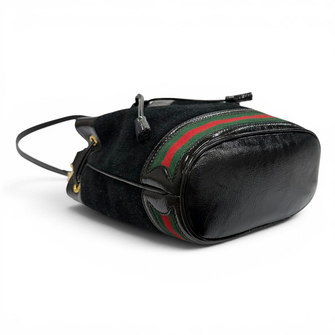 Excellent GUCCI Shoulder Bag black Suede leather Women 550621