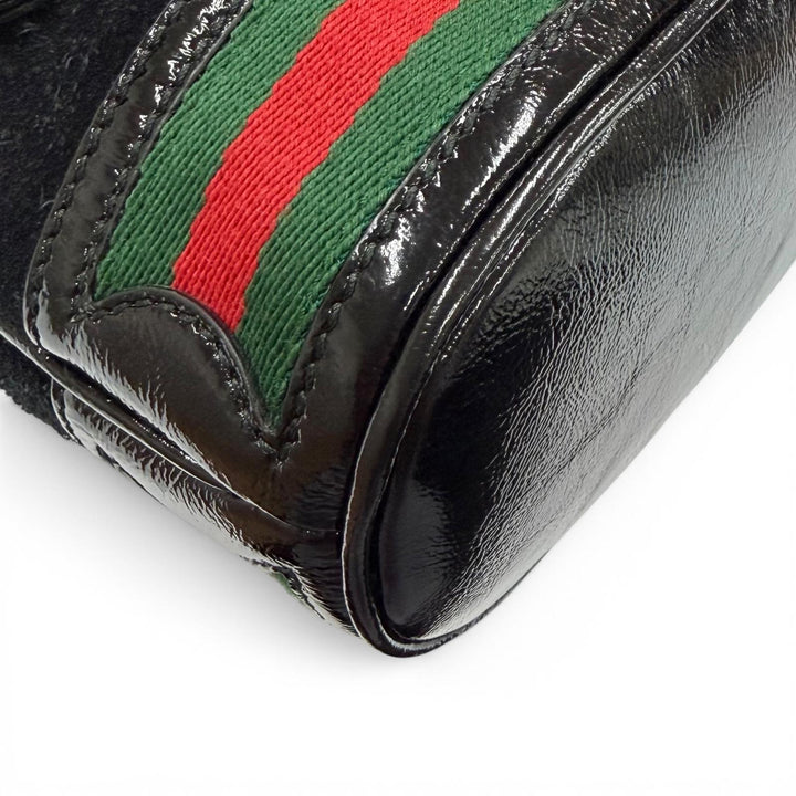 Excellent GUCCI Shoulder Bag black Suede leather Women 550621