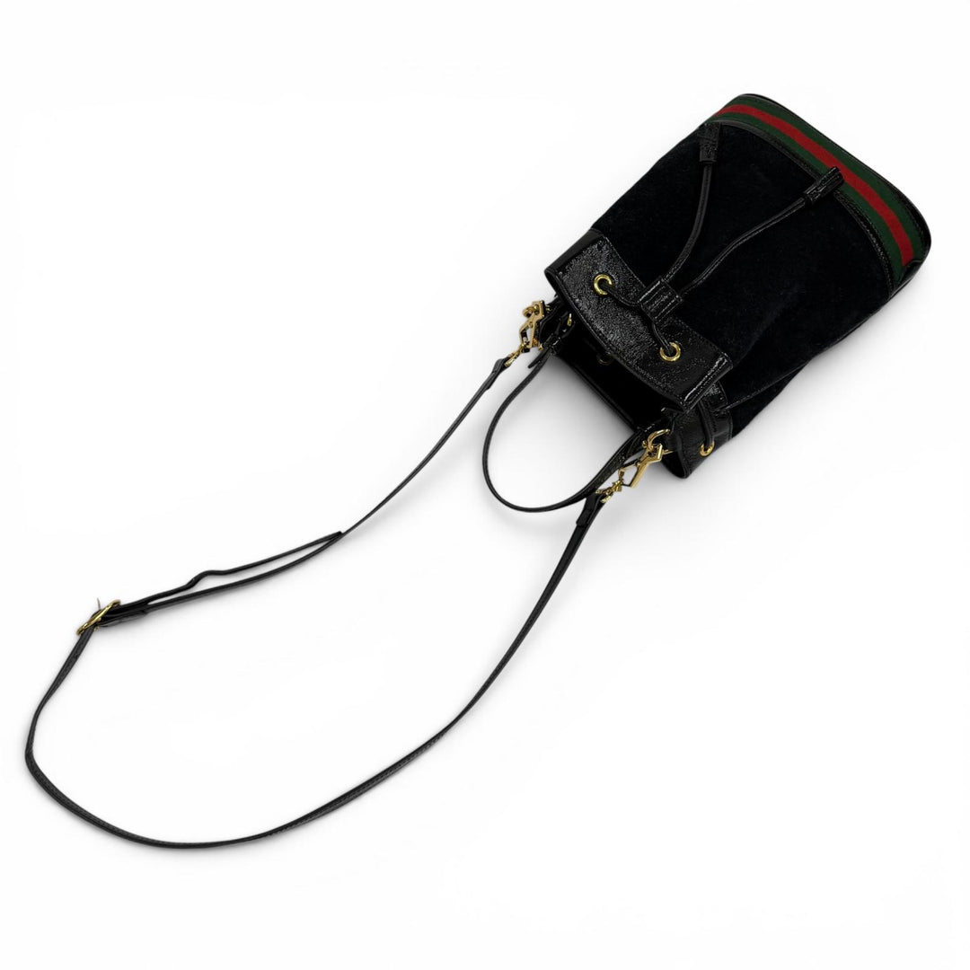 Excellent GUCCI Shoulder Bag black Suede leather Women 550621