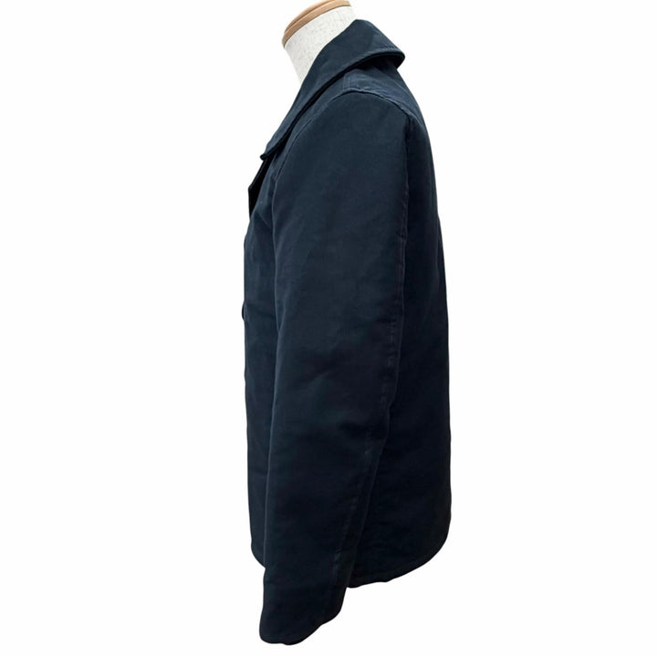 Great IRON HEART pea coat Anchor Button Whipcord Pea Coat Navy cotton mens XS