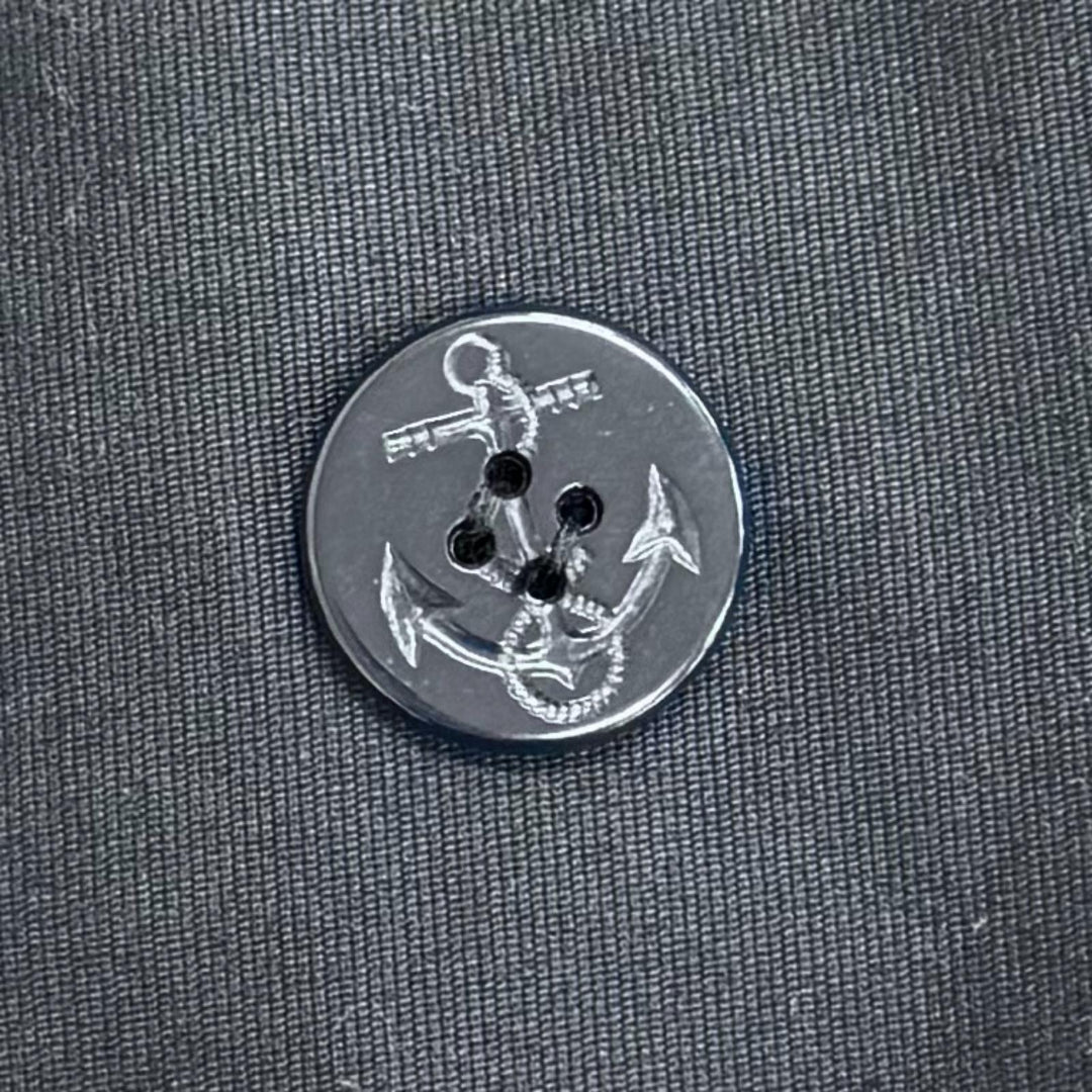 Great IRON HEART pea coat Anchor Button Whipcord Pea Coat Navy cotton mens XS
