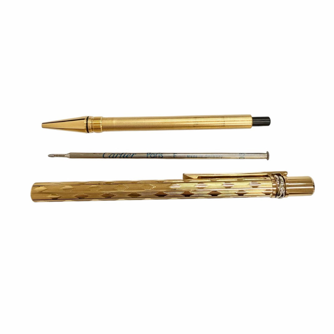 Excellent Cartier Ballpoint pen Trinity Diamond Stripe Pattern Twisted gold mens
