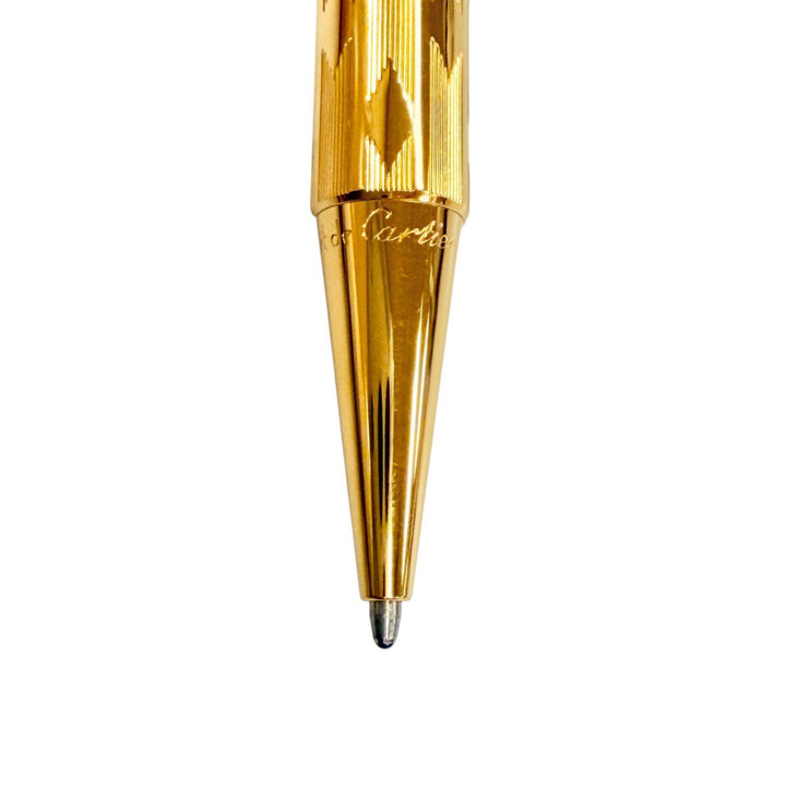 Excellent Cartier Ballpoint pen Trinity Diamond Stripe Pattern Twisted gold mens
