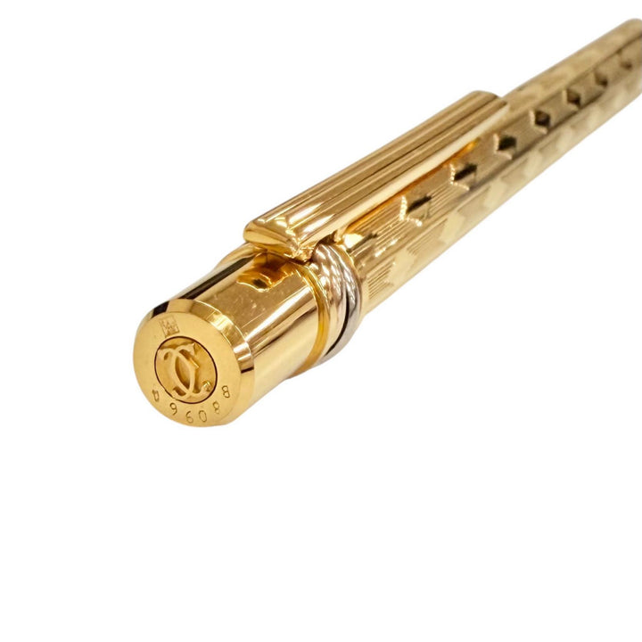 Excellent Cartier Ballpoint pen Trinity Diamond Stripe Pattern Twisted gold mens