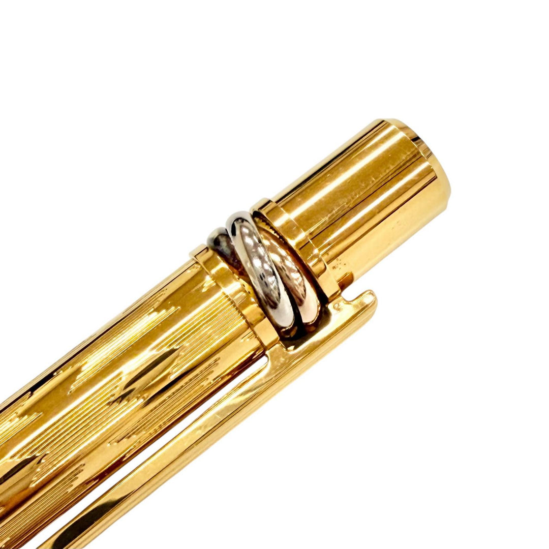 Excellent Cartier Ballpoint pen Trinity Diamond Stripe Pattern Twisted gold mens