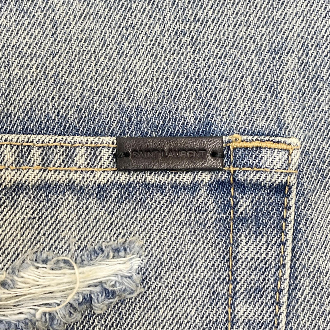 Excellent SAINT LAURENT Denim pants damage Indigo cotton mens 30 71003