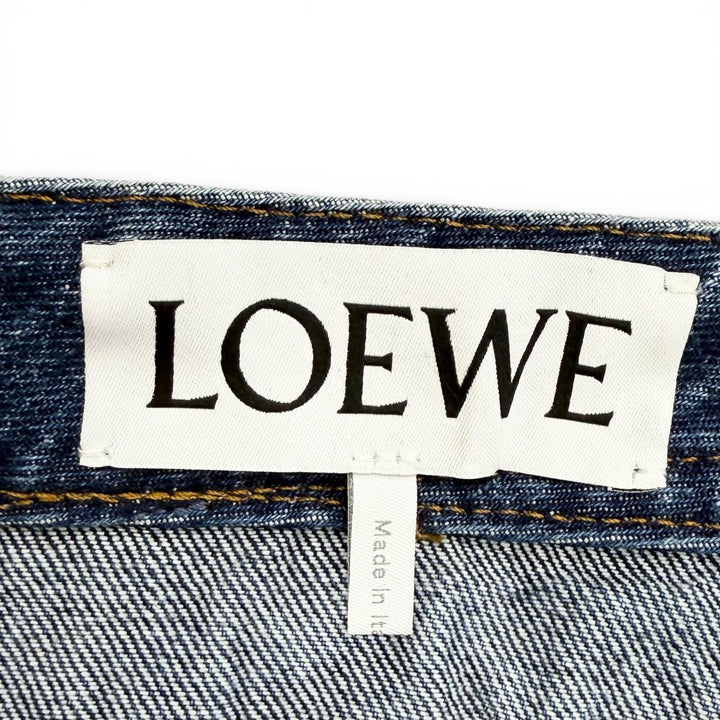 Excellent LOEWE Denim pants ASYMMETRIC JE DENIM Logo leather patch 46 H526Y11X59