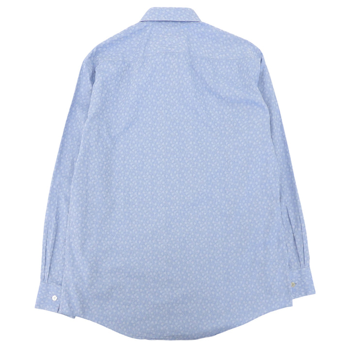 Great HERMES Long sleeve shirt Serie button total pattern Light blue cotton 42