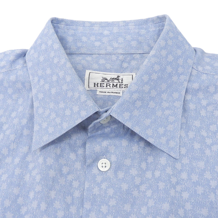 Great HERMES Long sleeve shirt Serie button total pattern Light blue cotton 42