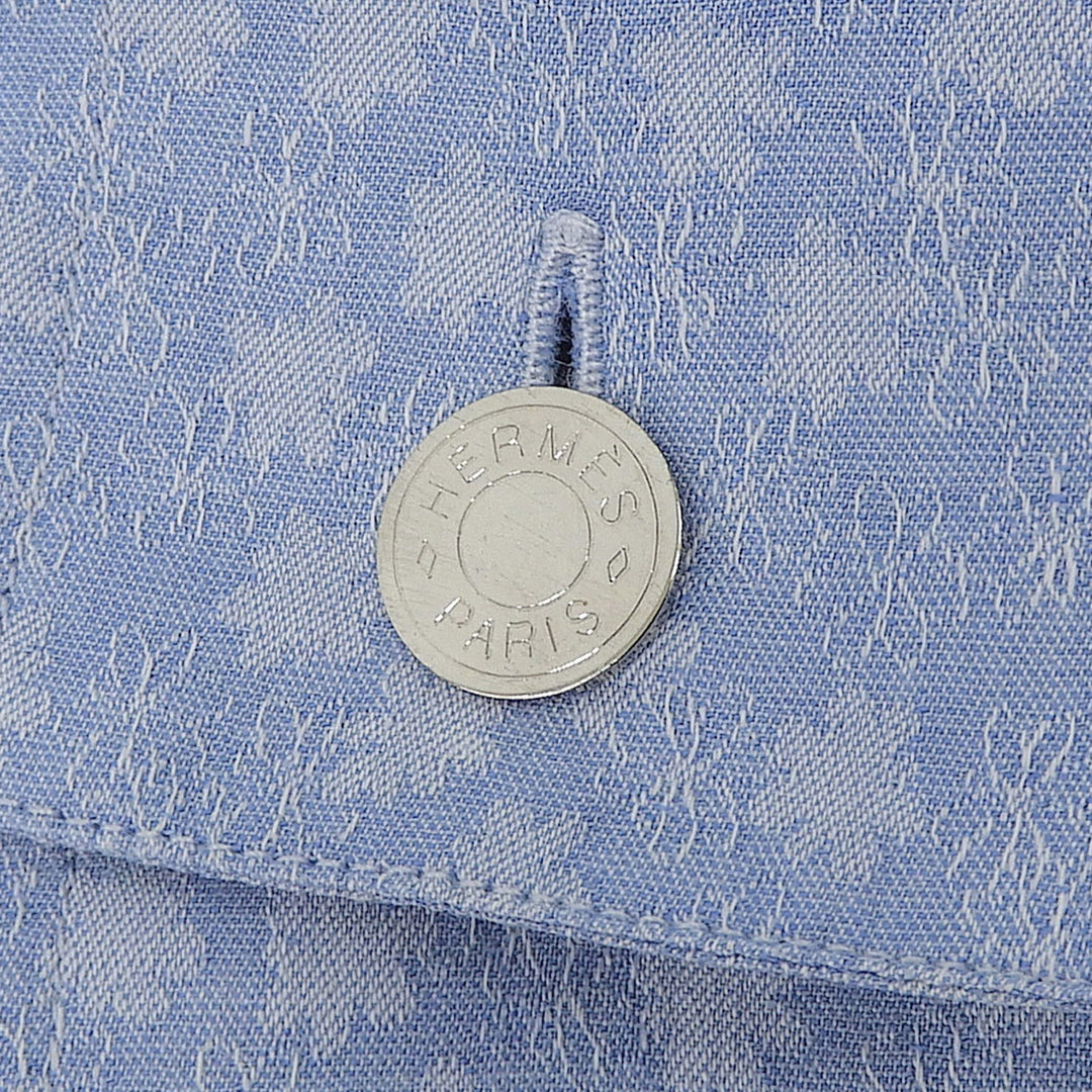 Great HERMES Long sleeve shirt Serie button total pattern Light blue cotton 42