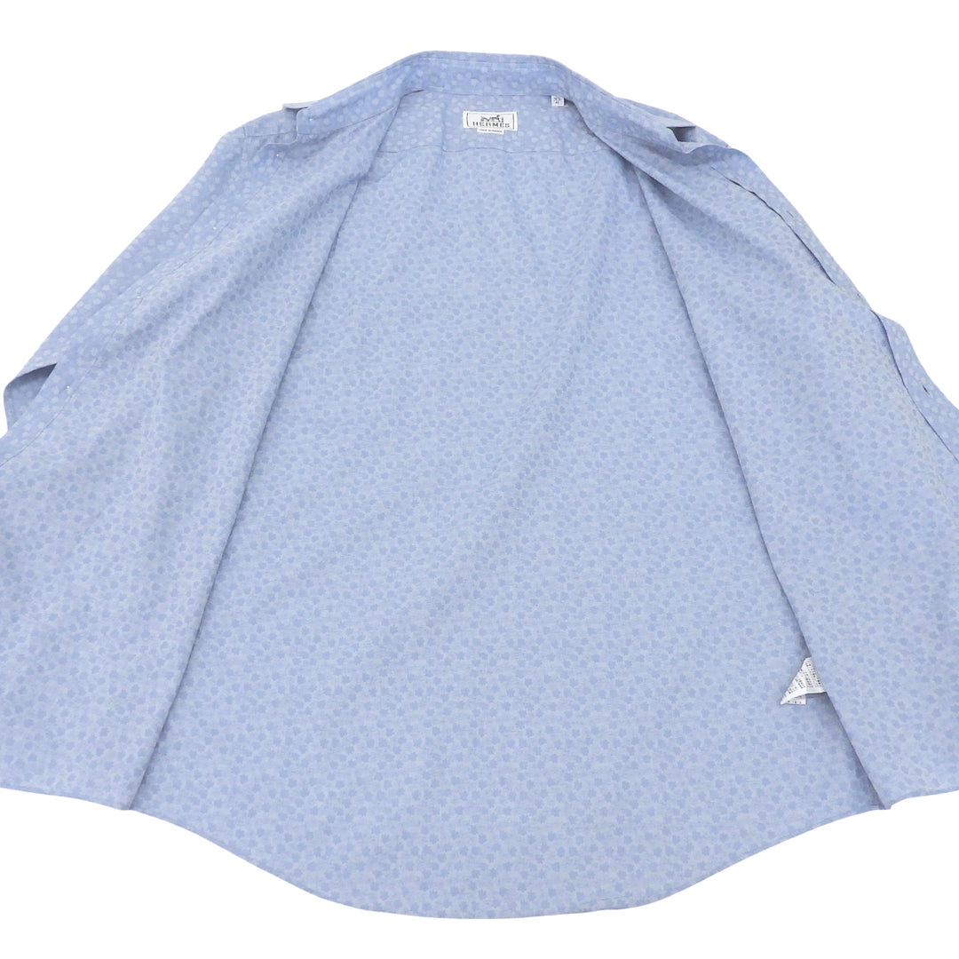 Great HERMES Long sleeve shirt Serie button total pattern Light blue cotton 42