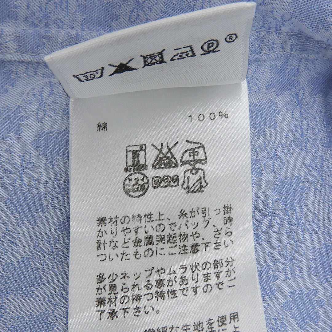 Great HERMES Long sleeve shirt Serie button total pattern Light blue cotton 42