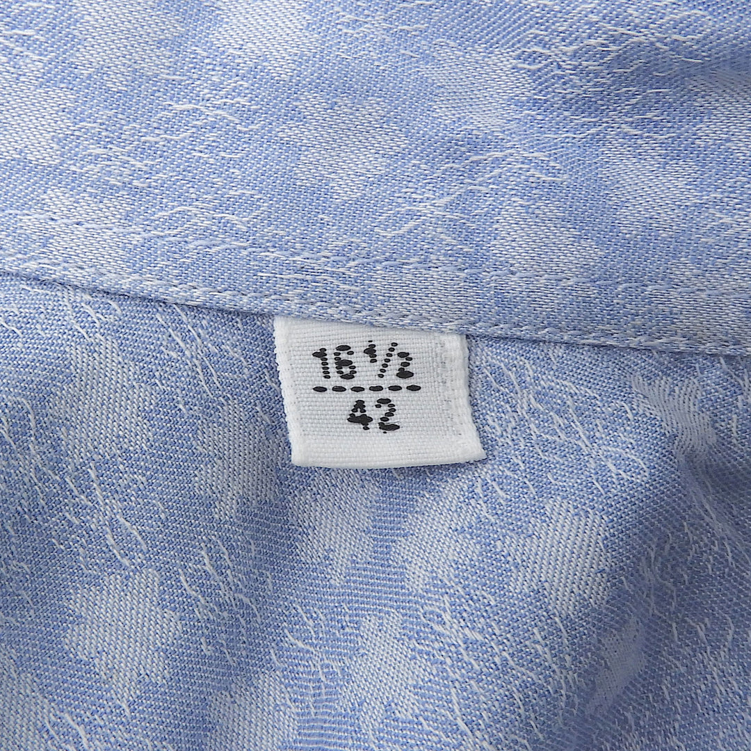 Great HERMES Long sleeve shirt Serie button total pattern Light blue cotton 42