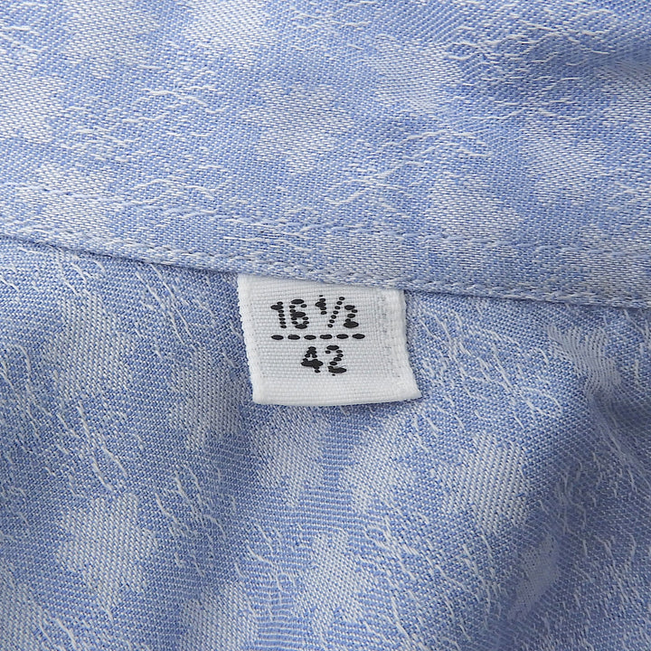 Great HERMES Long sleeve shirt Serie button total pattern Light blue cotton 42