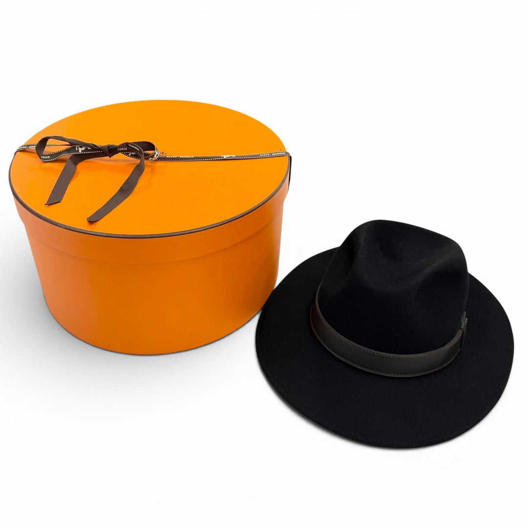 Excellent HERMES hat black wool mens 58