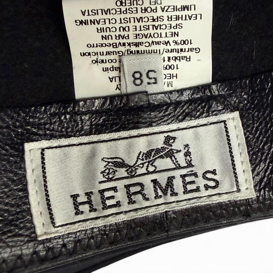 Excellent HERMES hat black wool mens 58