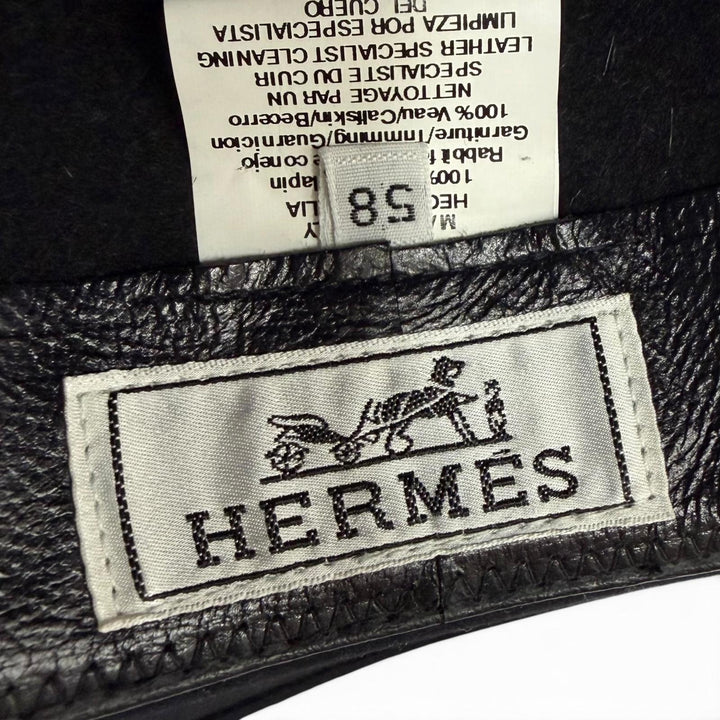 Excellent HERMES hat black wool mens 58