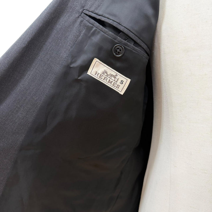 Excellent HERMES tailored jacket Double breasted Dark gray wool mens 48