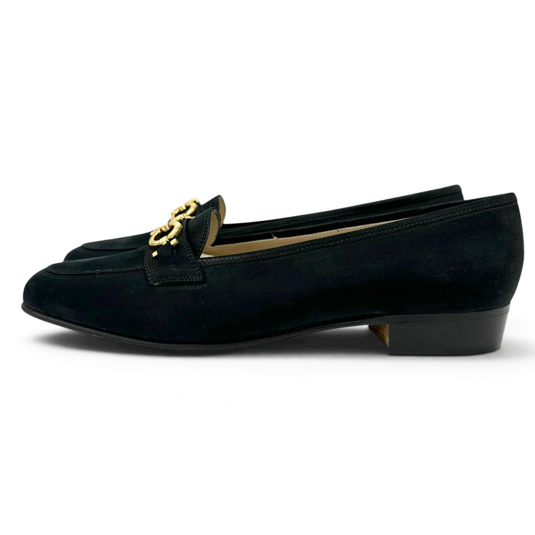Pristine Salvatore Ferragamo pumps BABS Double Gancini Dark navy Suede leather