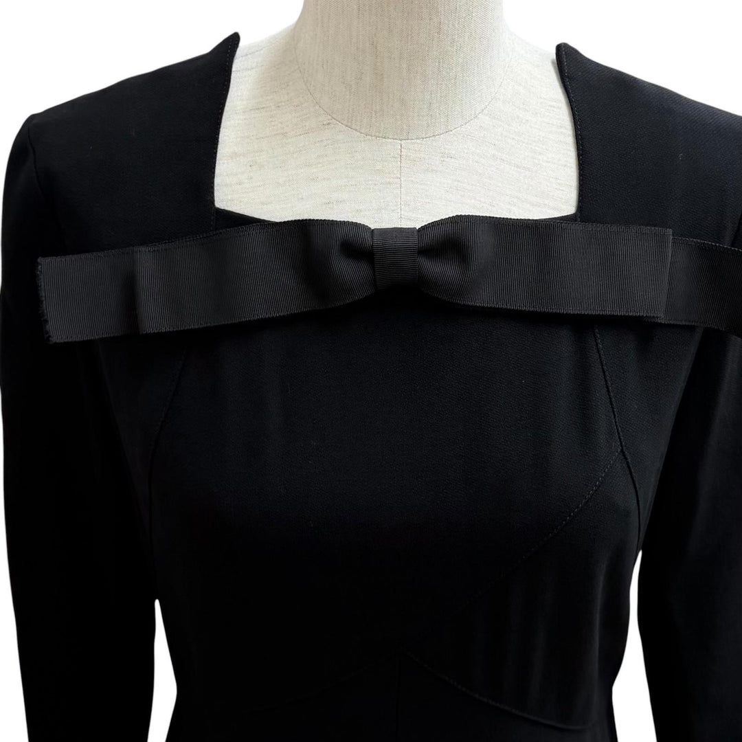 Excellent CHANEL one piece black wool Women 36 97A P09227