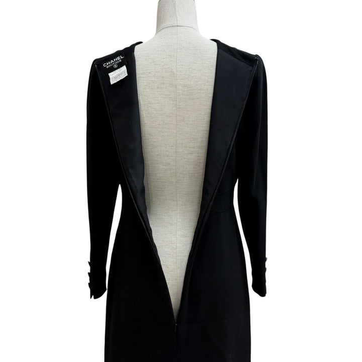 Excellent CHANEL one piece black wool Women 36 97A P09227