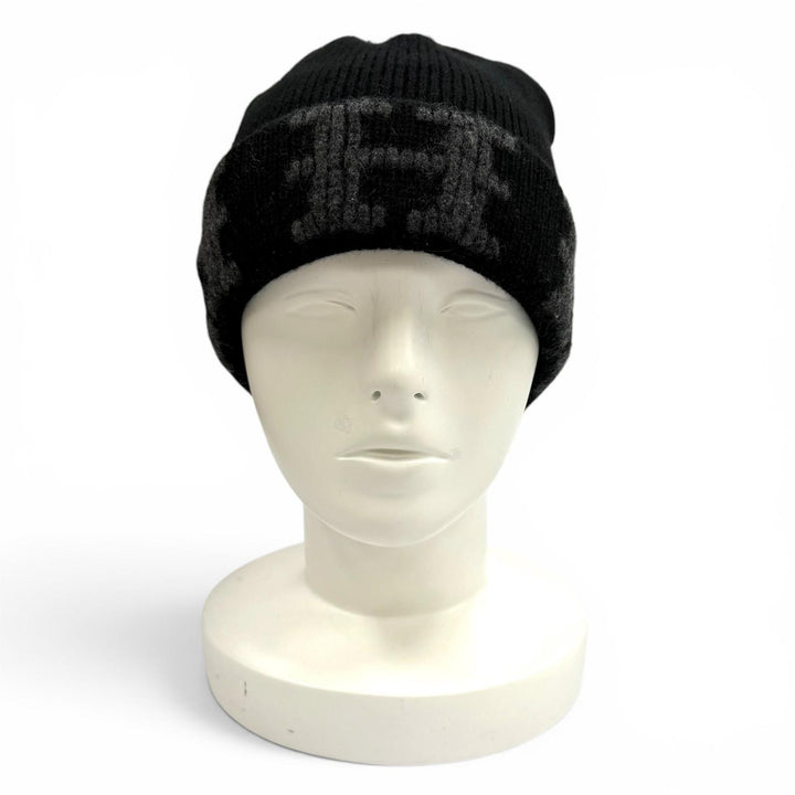 Great HERMES Knit cap Margiela era H logo knit hat black cashmere Women XL