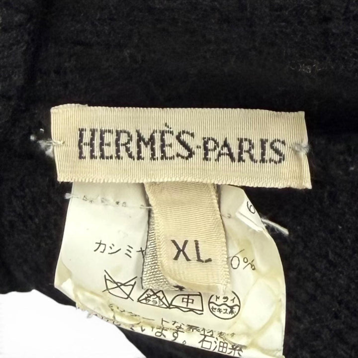 Great HERMES Knit cap Margiela era H logo knit hat black cashmere Women XL