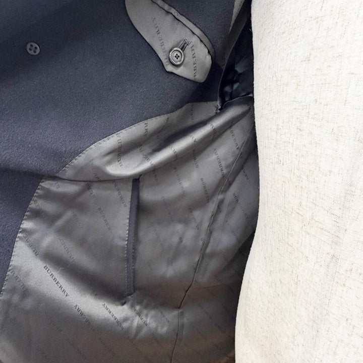 Great BURBERRY LONDON coat Logo button Dark navy cashmere mens