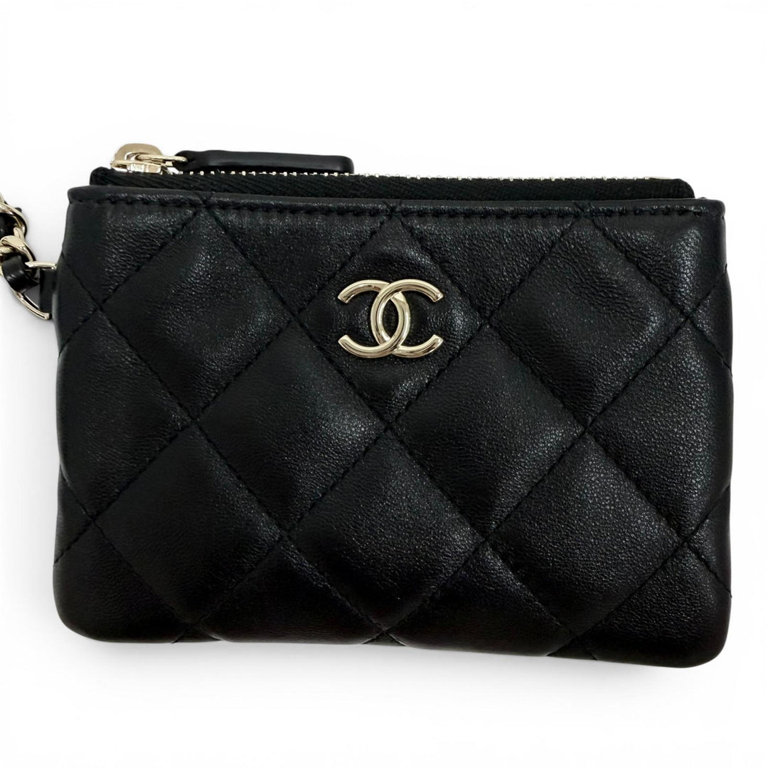 Pristine CHANEL Shoulder Bag COCO Mark Pouch with Leather Trim and Mesh AP4572