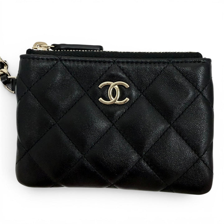 Pristine CHANEL Shoulder Bag COCO Mark Pouch with Leather Trim and Mesh AP4572