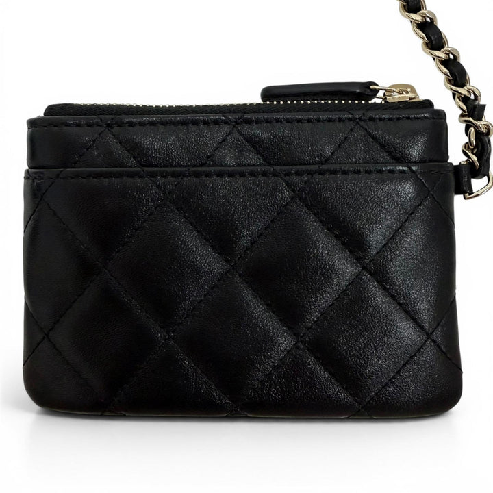Pristine CHANEL Shoulder Bag COCO Mark Pouch with Leather Trim and Mesh AP4572