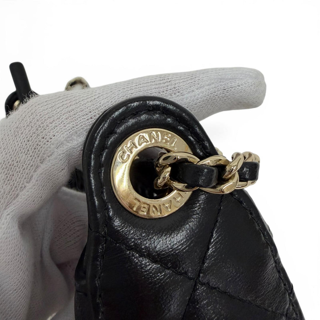 Pristine CHANEL Shoulder Bag COCO Mark Pouch with Leather Trim and Mesh AP4572