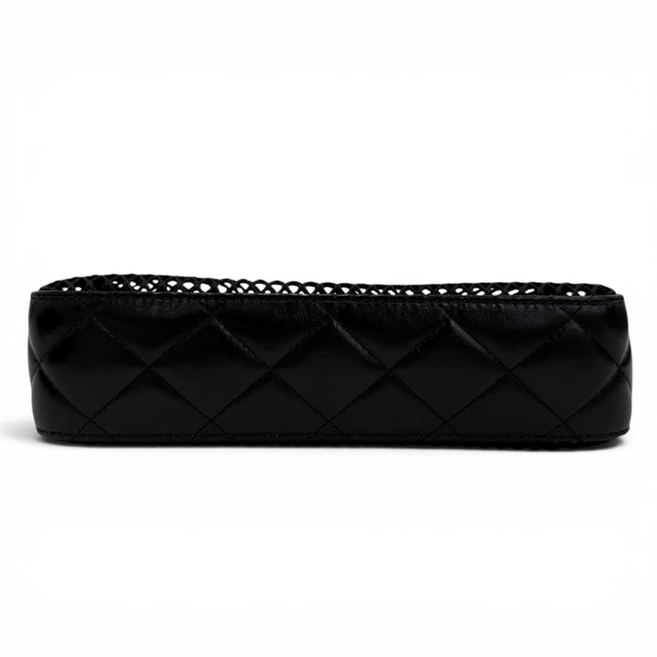 Pristine CHANEL Shoulder Bag COCO Mark Pouch with Leather Trim and Mesh AP4572