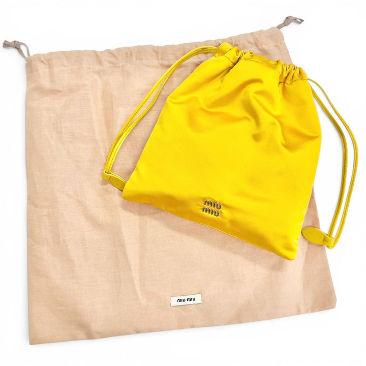 Excellent MIUMIU Duchess Drawstring Pouch, Satin Silk Mini Bag 5NG010