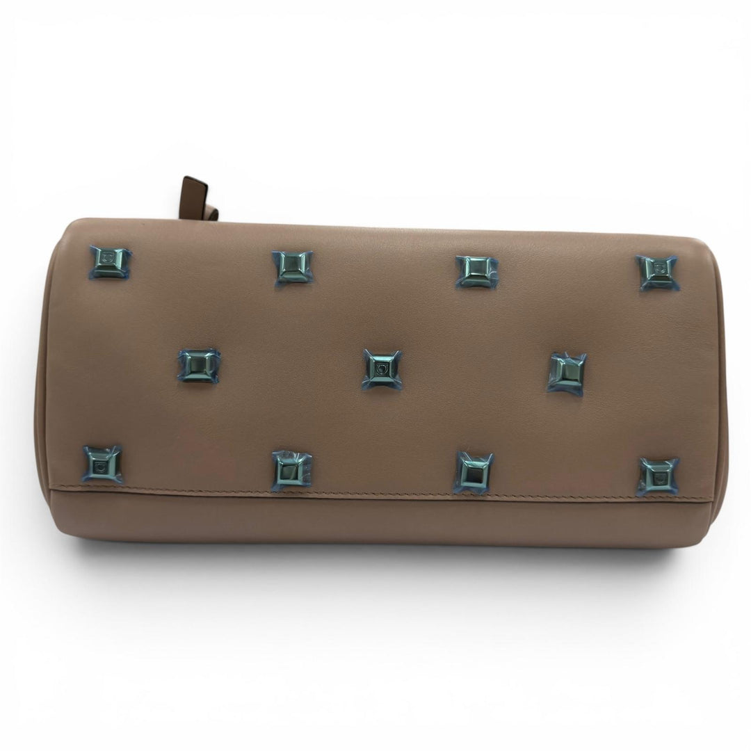 Excellent Salvatore Ferragamo Handbag Studio Gancini Soft Leather 2-Way Brown