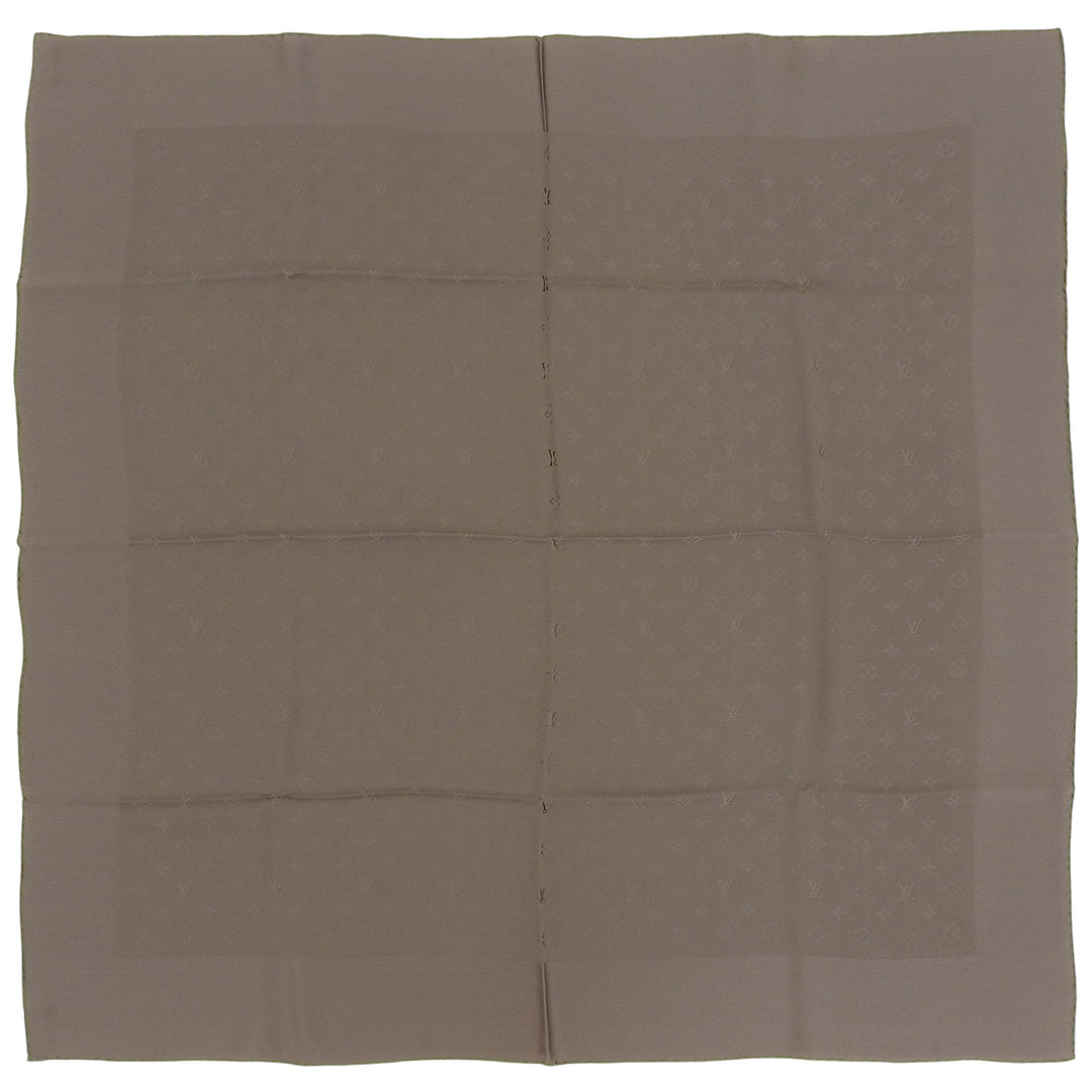 Pristine LOUIS VUITTON scarf Carre Monaco Monogram khaki silk Women M71154