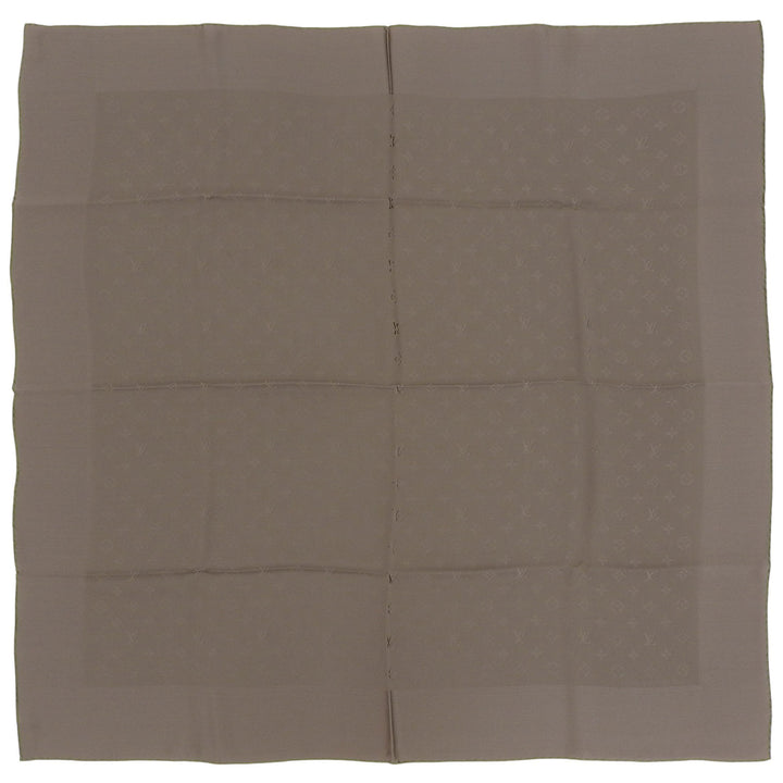 Pristine LOUIS VUITTON scarf Carre Monaco Monogram khaki silk Women M71154