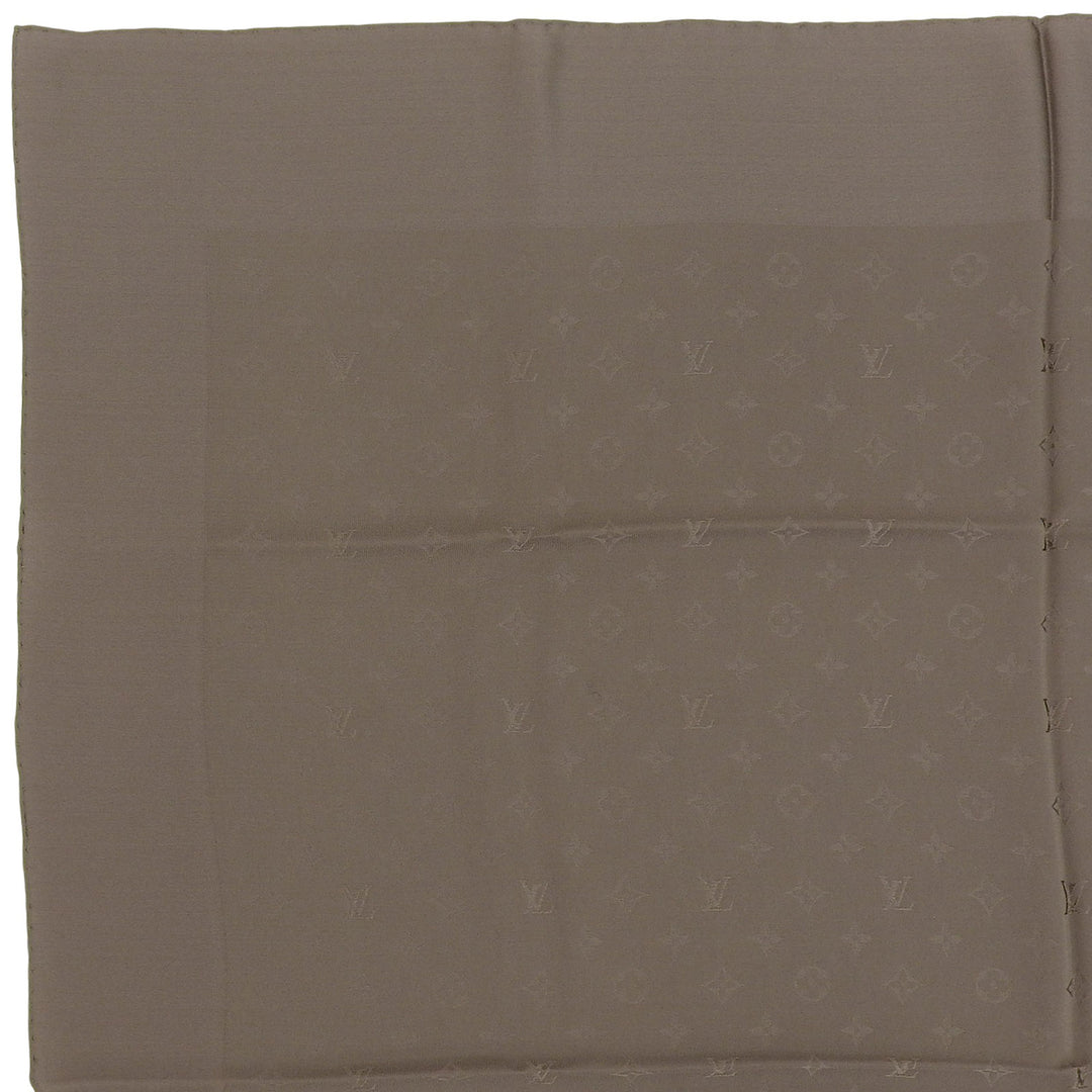 Pristine LOUIS VUITTON scarf Carre Monaco Monogram khaki silk Women M71154