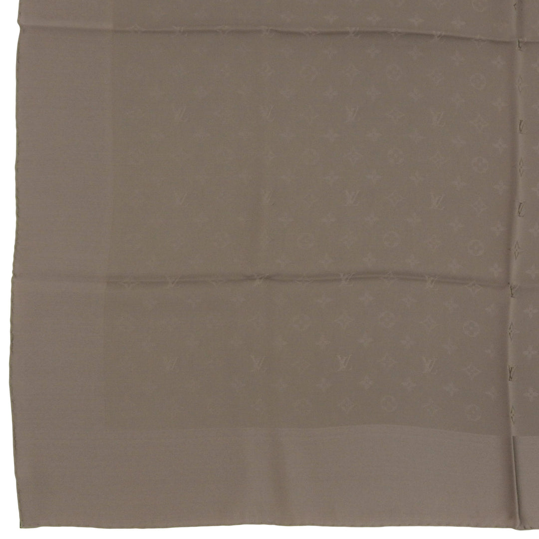 Pristine LOUIS VUITTON scarf Carre Monaco Monogram khaki silk Women M71154