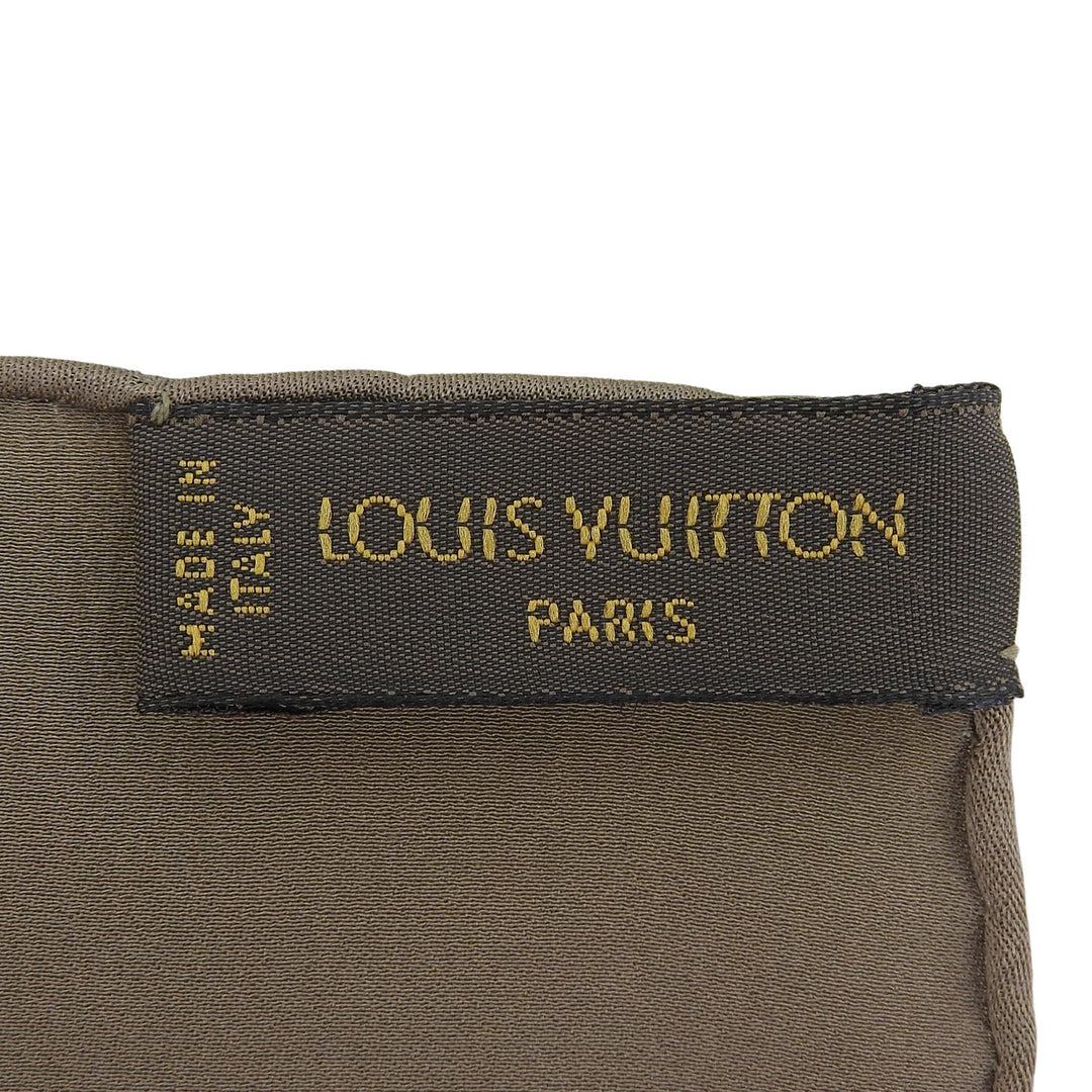 Pristine LOUIS VUITTON scarf Carre Monaco Monogram khaki silk Women M71154