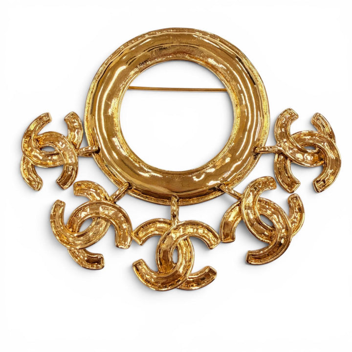 Pristine CHANEL Brooch 5-Link COCO Mark Circle Swing gold Women 94P