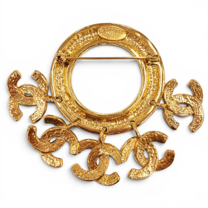 Pristine CHANEL Brooch 5-Link COCO Mark Circle Swing gold Women 94P