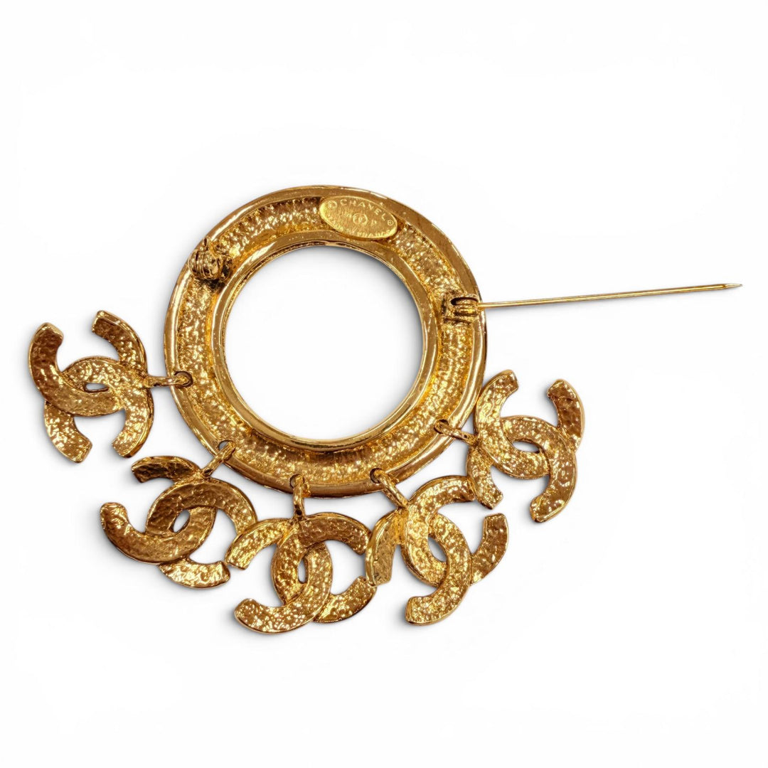 Pristine CHANEL Brooch 5-Link COCO Mark Circle Swing gold Women 94P
