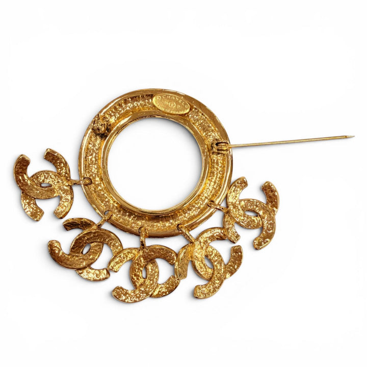 Pristine CHANEL Brooch 5-Link COCO Mark Circle Swing gold Women 94P